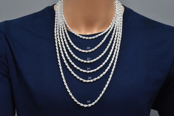 Silver Rope 100 Chain or Bracelet 5mm