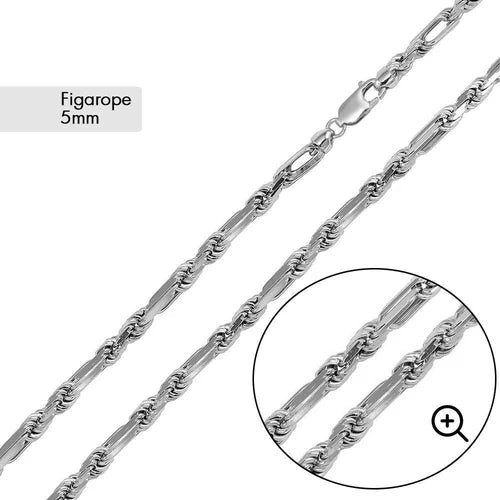 925 Sterling Silver Figarope Milano Chain or Bracelet 5.7mm