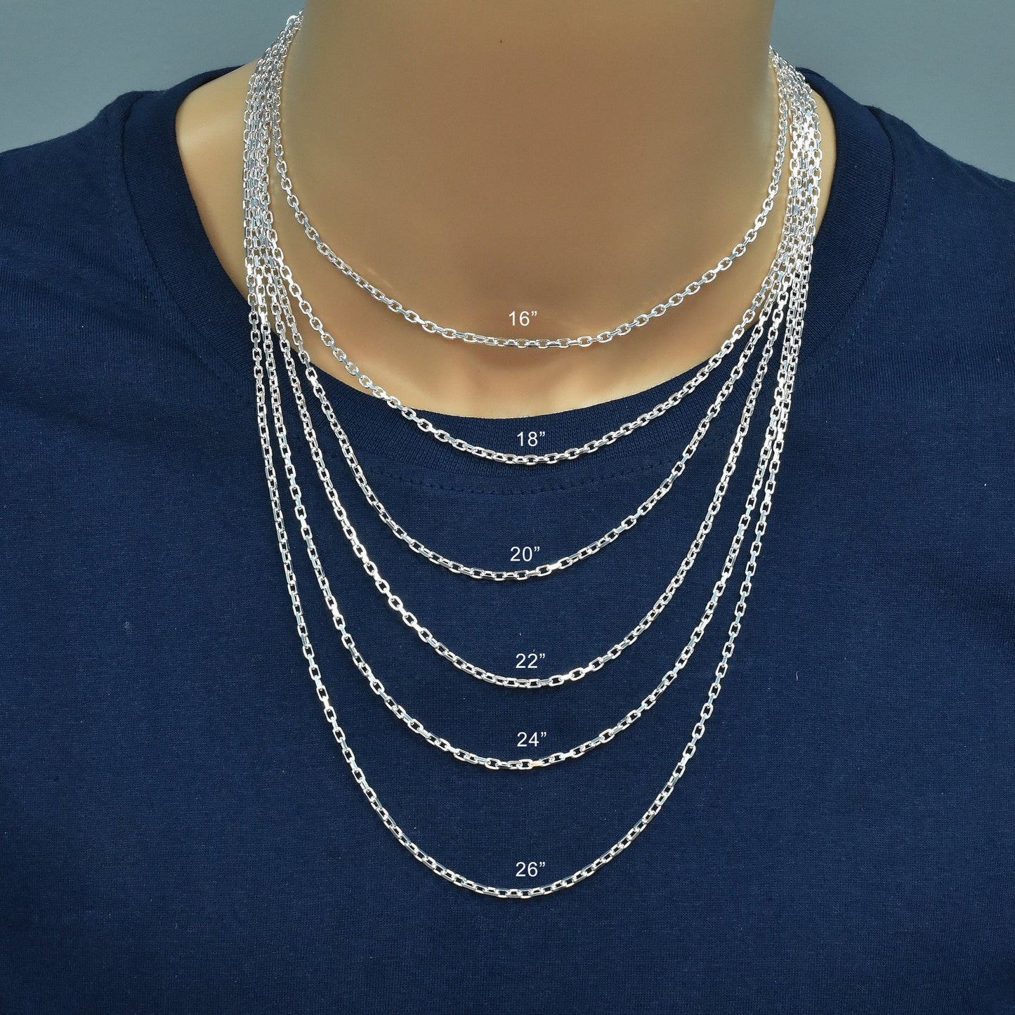 925 Sterling Silver Diamond Cut Forzatina Link 080 Chain 2.3mm