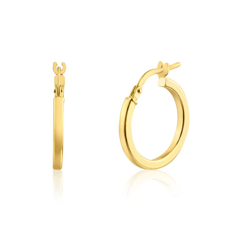 925 Sterling Silver Gold Plated 2mm Hoop Earring