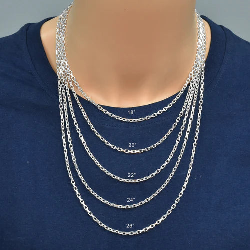 925 Sterling Silver Diamond Cut Forzatina Link 100 Chain 2.8mm