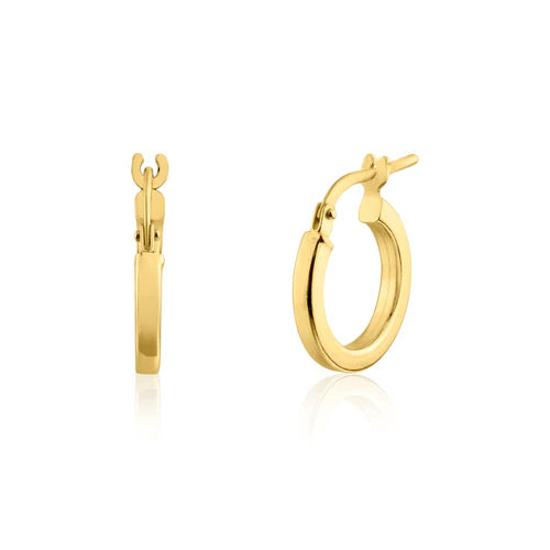 925 Sterling Silver Gold Plated 2mm Hoop Earring