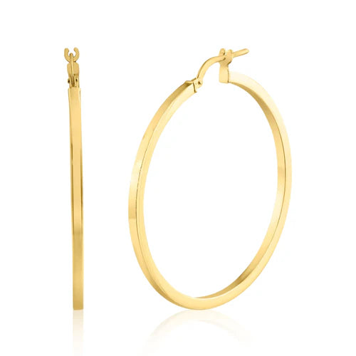 925 Sterling Silver Gold Plated 2mm Hoop Earring