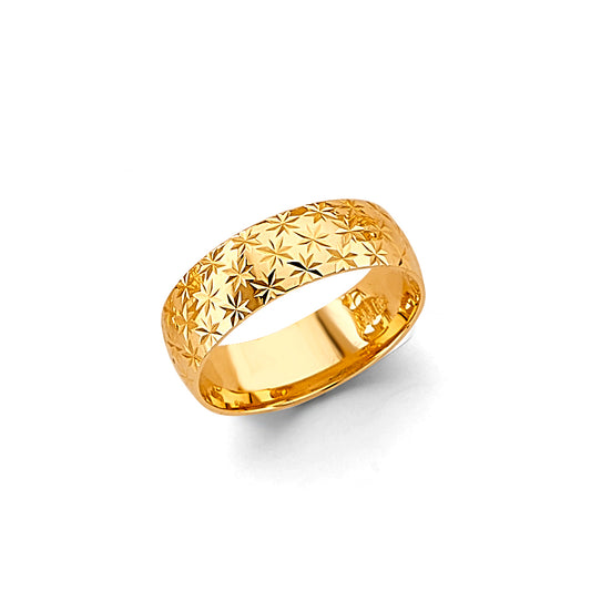 14K Yellow Gold Starburst Pattern 6mm Women's Wedding Band