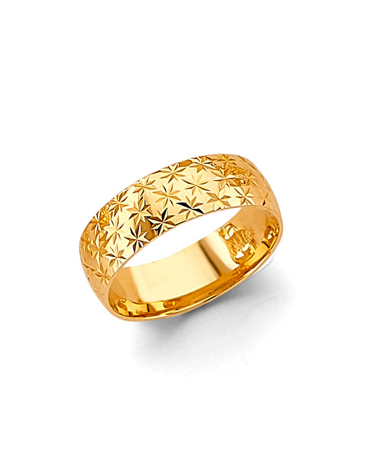 14K Yellow Gold Starburst Pattern 6mm Women's Wedding Band