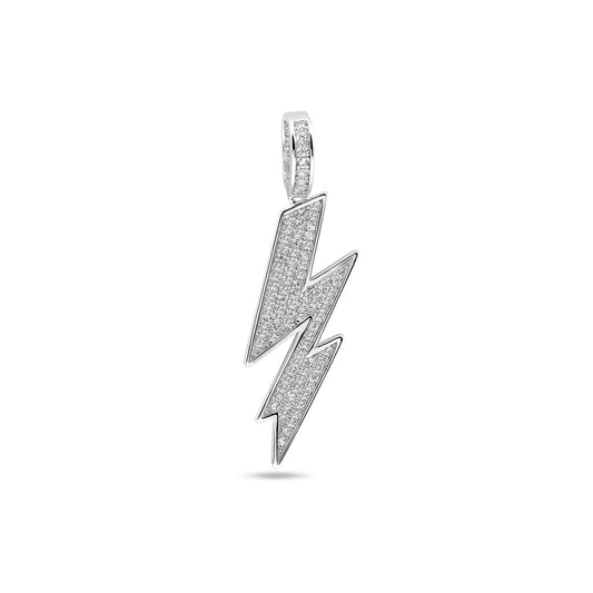 925 Sterling Silver Rhodium Plated Lightning Clear CZ Pendant