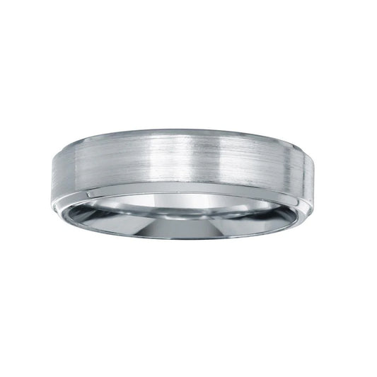 925 Sterling Silver Rhodium Plated Men's Bordered Matte Finish Band 6mm
