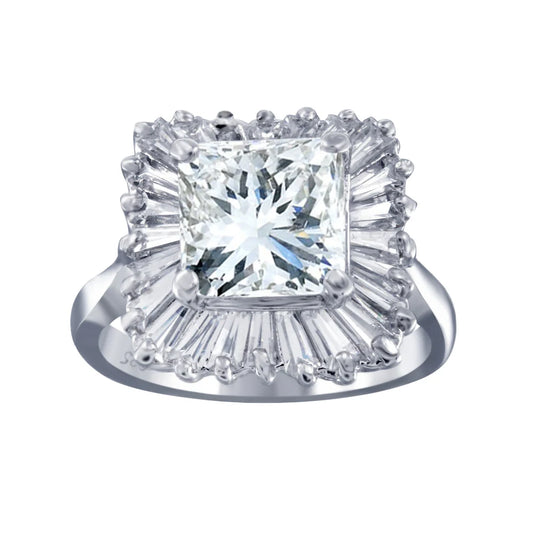 925 Sterling Silver Clearance-Rhodium PlatedClearance-Rhodium Plated Clear Baguette Square CZ Antique Bridal RingClear Baguette Square CZ Antique Bridal Ring