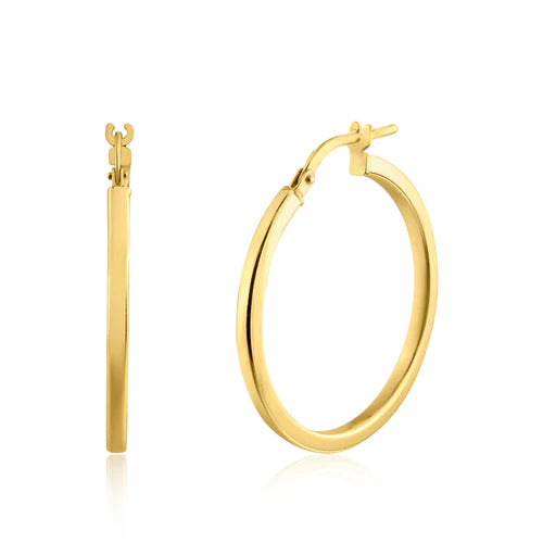 925 Sterling Silver Gold Plated 2mm Hoop Earring