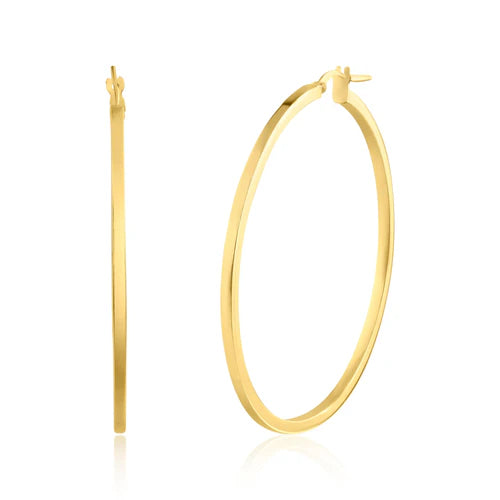 925 Sterling Silver Gold Plated 2mm Hoop Earring