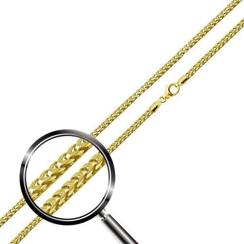 925 Sterling Silver Gold Plated Franco Chain 1.3mm