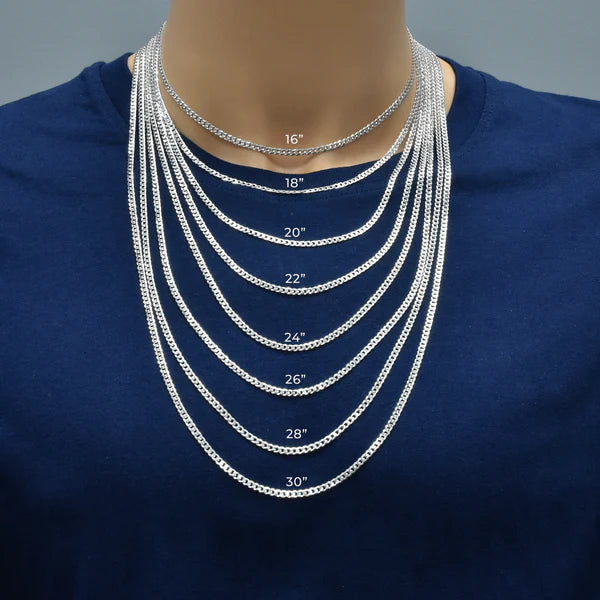 925 Sterling Silver Curb 080 2.8mm Chain or Bracelet