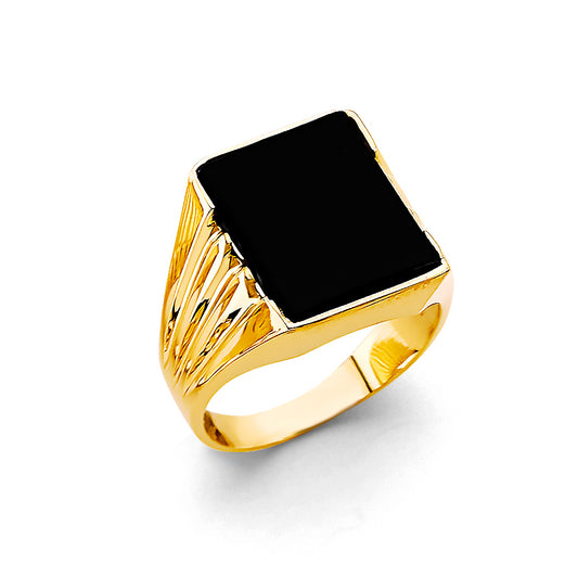 14K Yellow Gold Men’s Rectangular Onyx Ring