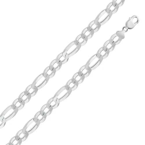 925 Sterling Silver Figaro 300 Chain or Bracelet 11.9mm
