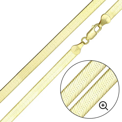 925 Sterling Silver Gold Plated Herring Bone 060 Chain or Bracelet 5.5mm