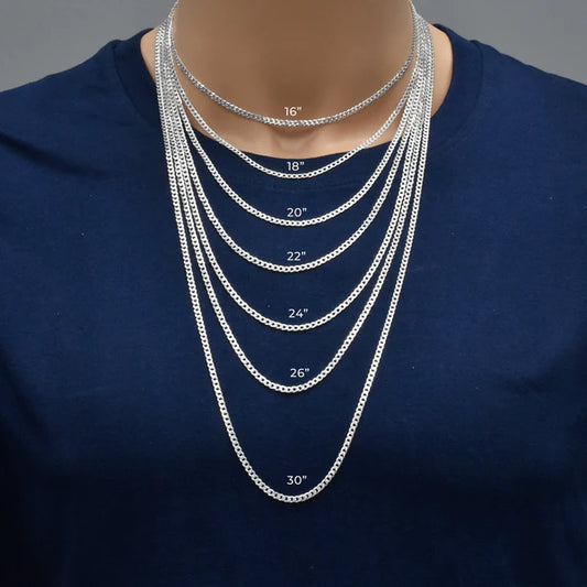 Silver Curb 080 1 Side Diamond Cut 1 Side Plain Chain 2.8mm