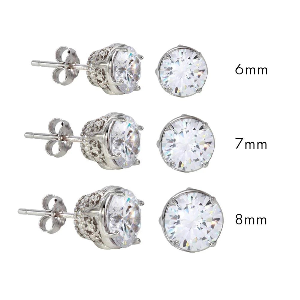 925 Sterling Silver Rhodium Plated Filigree CZ Stud Earrings