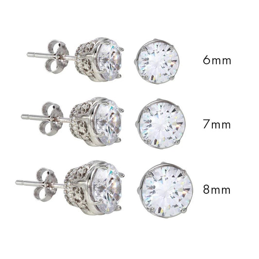 925 Sterling Silver Rhodium Plated Filigree CZ Stud Earrings