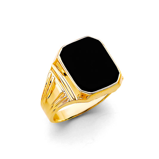 14K Yellow Gold Men’s Octagon Onyx Ring