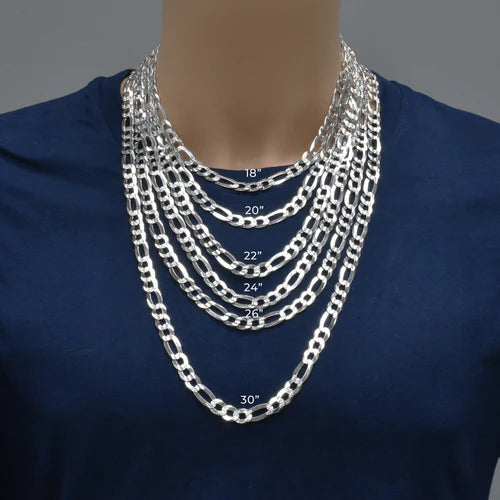 925 Sterling Silver Diamond Cut Figaro 250 10mm Chain or Bracelet