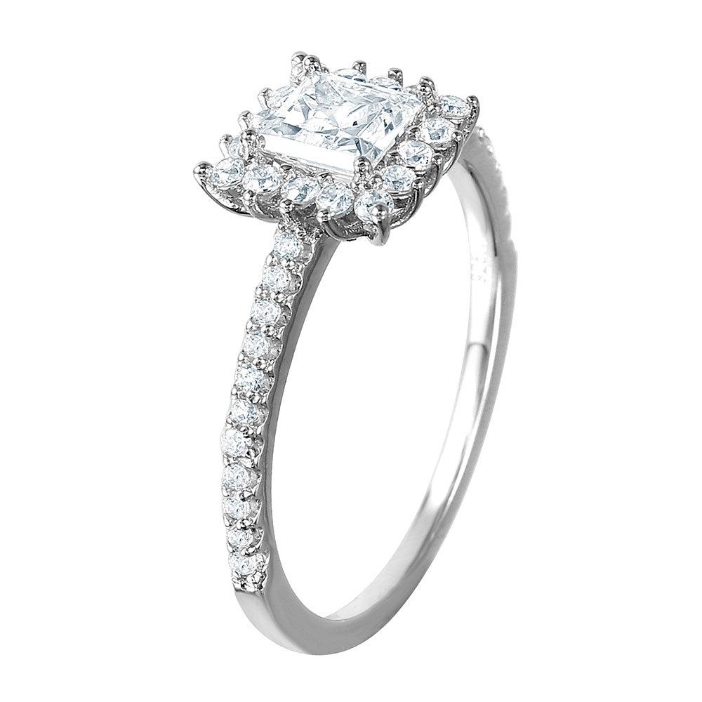 925 Sterling Silver Rhodium Plated Square CZ Cluster Ring