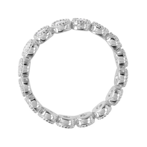 925 Sterling Silver Rhodium Plated Round Eternity Stackable CZ Ring