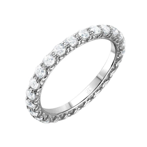 925 Sterling Silver Rhodium Plated CZ Infinity Ring