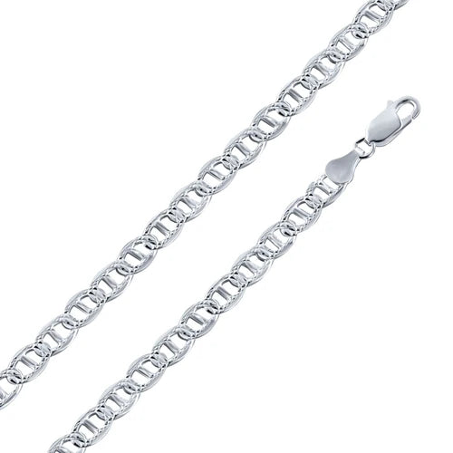 925 Sterling Silver Flat Marina 1 Sided 120 DC 5.2mm Chain or Bracelet
