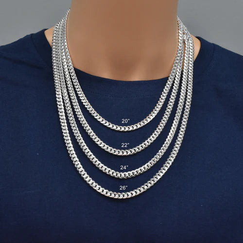 925 Sterling Silver Miami Cuban 180 6.5mm Chain or Bracelet Box Lock
