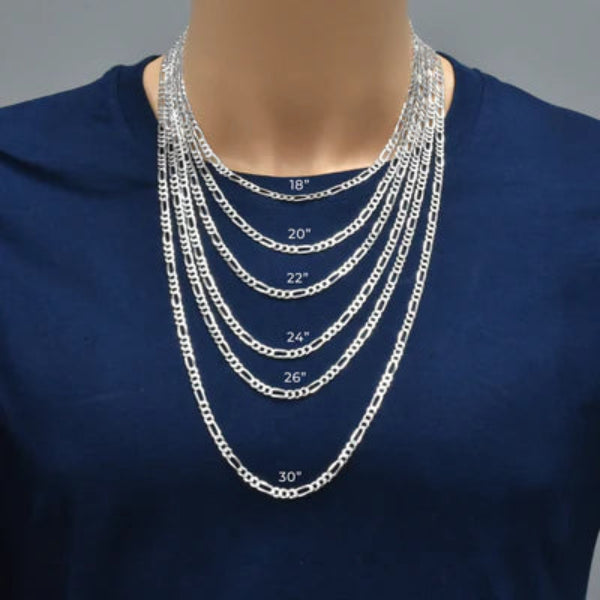 925 Sterling Silver Diamond Cut Figaro 120 Chain or Bracelet 4.9mm