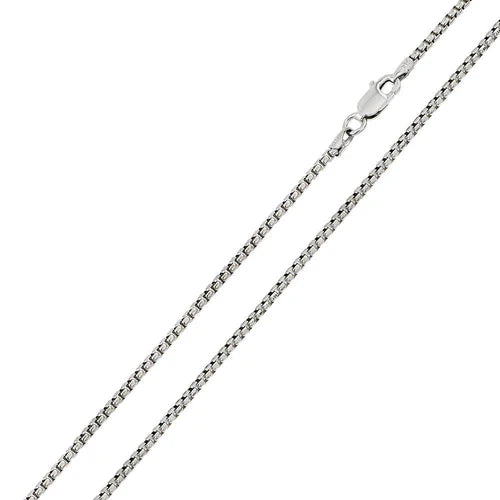 925 Sterling Silver Rhodium Plated Round Box 040 Chain 2mm