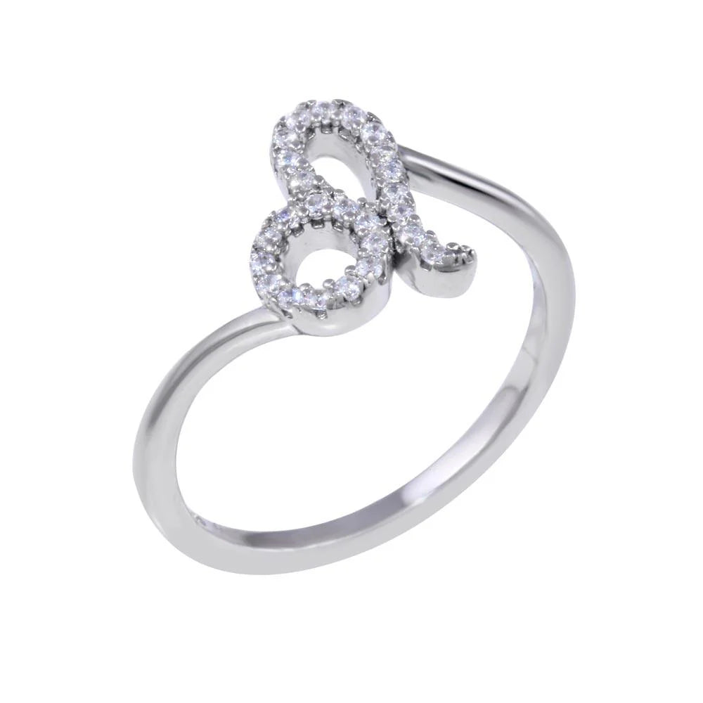 925 Sterling Silver Rhodium Plated Leo CZ Zodiac Sign Ring