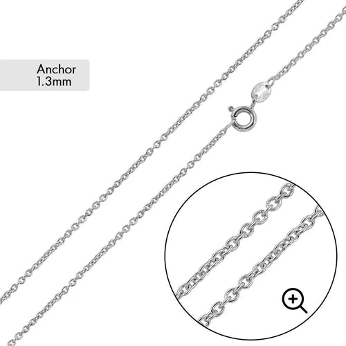 925 Sterling Silver Anchor 035 Chain 1.3mm