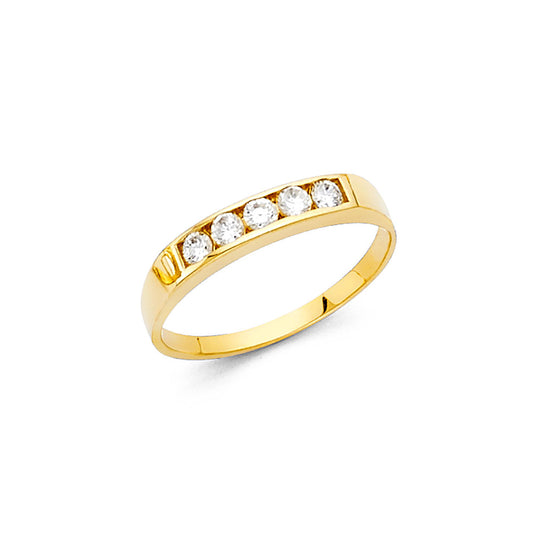 14K Yellow Gold Children’s Band Ring accented with Cubic Zirconia