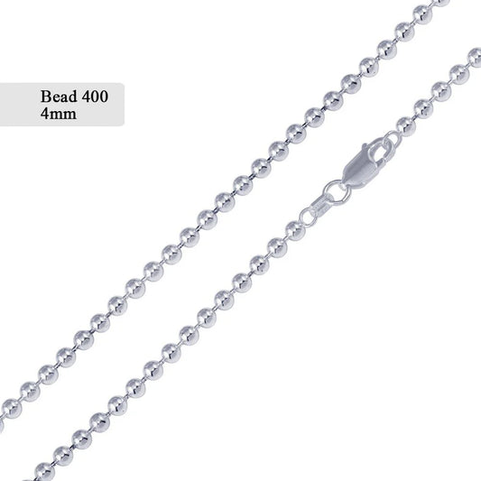 Silver Bead 400 Chain 4mm