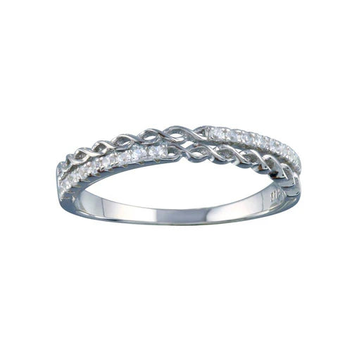 925 Sterling Silver Rhodium Plated Micro Eternity CZ Ring