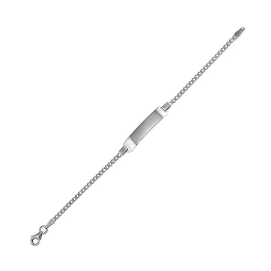925 Sterling Silver Rhodium Plated Thin Curb Baby ID Bracelet
