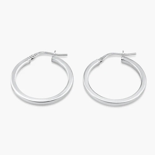 925 Sterling Silver Rhodium Plated 2mm Hoop Earring