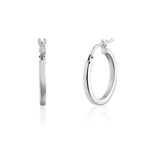 925 Sterling Silver Rhodium Plated 2mm Hoop Earring