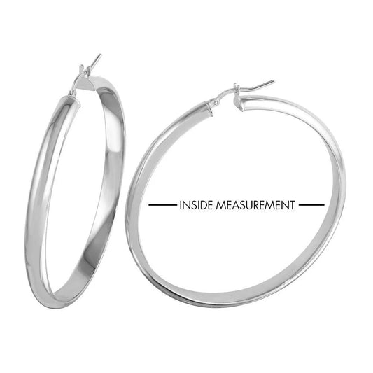 925 Sterling Silver Rhodium Plated Electroforming Rounded 5mm Hoop Earrings