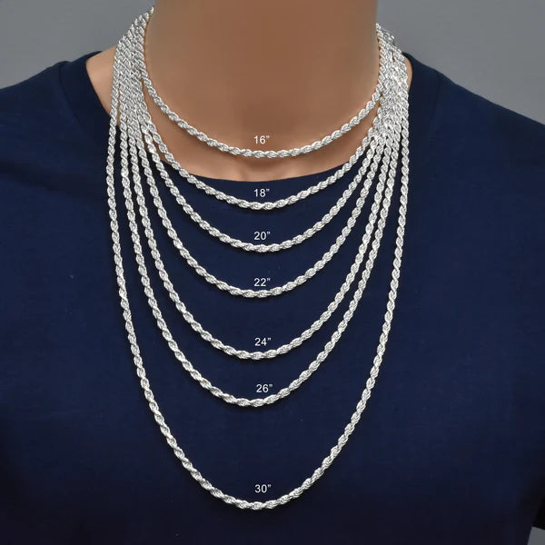 925 sterling silver Rope 080 Chain or Bracelet 3.7mm