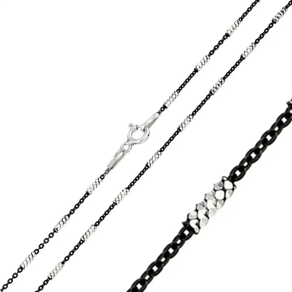 925 Sterling Silver Black Rhodium Plated Tube Brite B-W DC 030 Chain