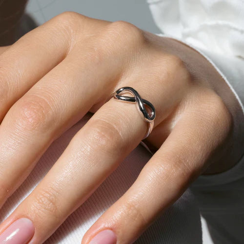 925 Sterling Silver Rhodium Plated Infinity Ring