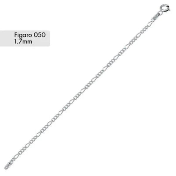 Silver Figaro 050 1.7mm Chains or Bracelet