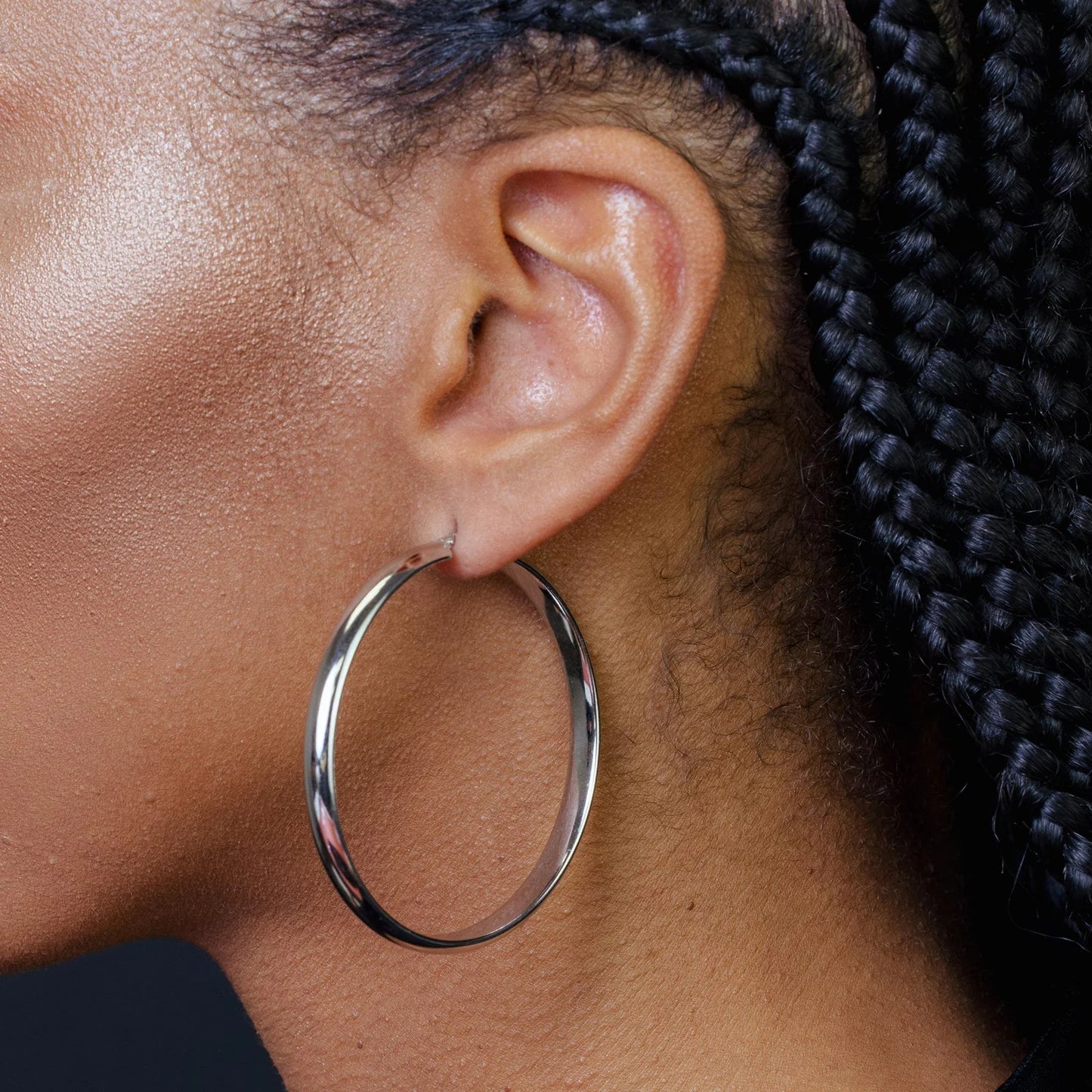 925 Sterling Silver Rhodium Plated Electroforming Rounded 5mm Hoop Earrings