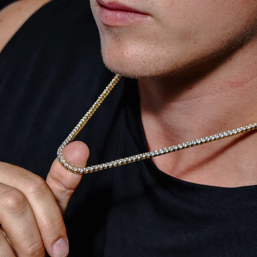 925 Sterling Silver Gold Plated CZ Tennis Necklace and Bracelet 3mm