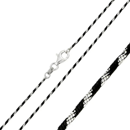 925 Sterling Silver Rhodium Plated 8 Sided Snake B-W DC 020 Chain