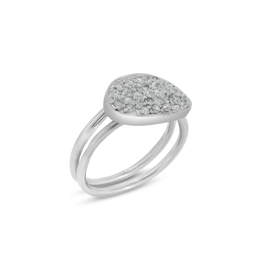925 Sterling Silver Clearance Rhodium Plated Pave Set CZ Oval Ring