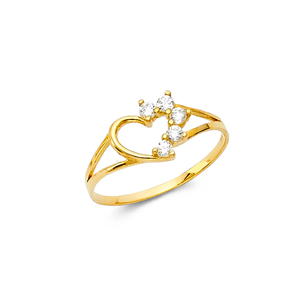 14K Yellow Gold Children’s Open Heart Ring accented with Cubic Zirconia