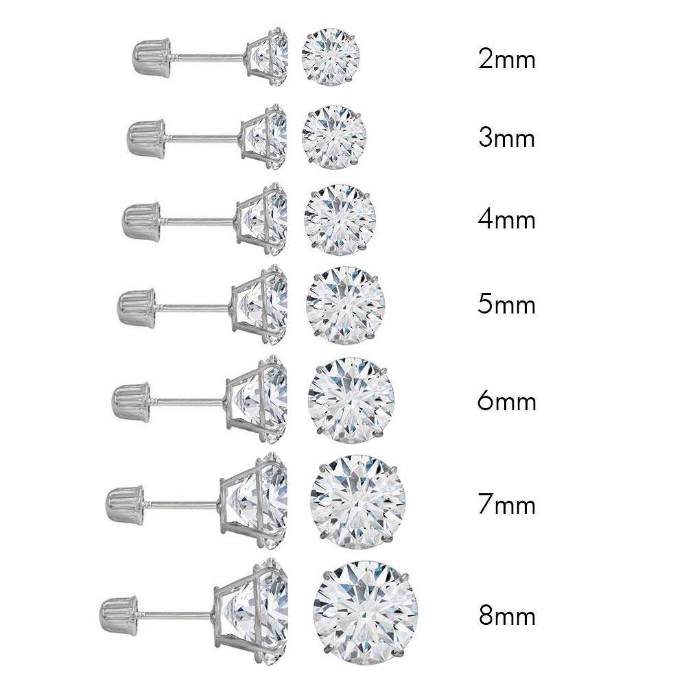 14 Karat White Gold Screw Backing Round Stud Earring